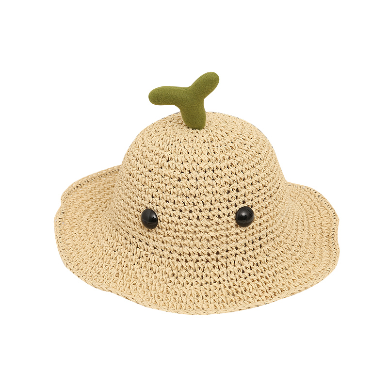 女童草帽宝宝帽子夏季防晒儿童遮阳帽1-5岁3大檐太阳帽男童渔夫帽