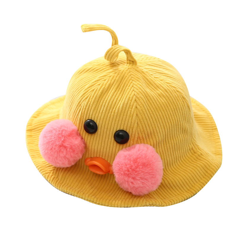 儿童帽子春秋2-6岁宝宝渔夫帽女童可爱超萌小黄鸭男童遮阳帽薄款